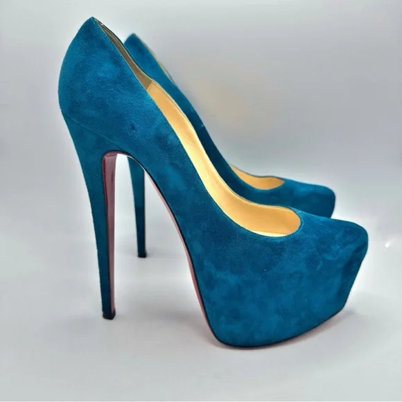 Christian Louboutin Daffodile 160 Suede Peacock Pumps 40 - Picture 3 of 10